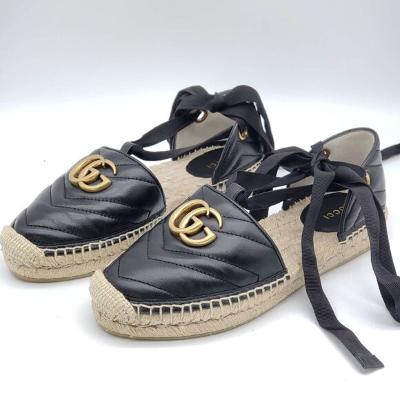 100% Authentic Gucci Sandals GG Marmont Espadrille Shoes - Picture 1 of 13